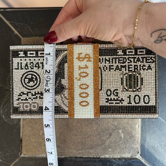 Rhinestone Evening Clutch Bag With Metal Chain Strap - Picture 7 of 8